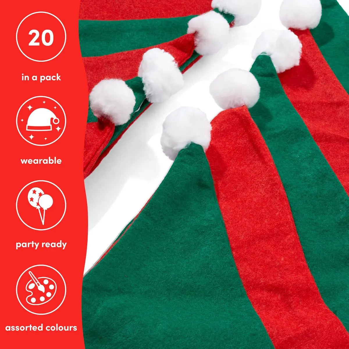 Santa Mütze rot grün 20 Stück von Twiddlers
