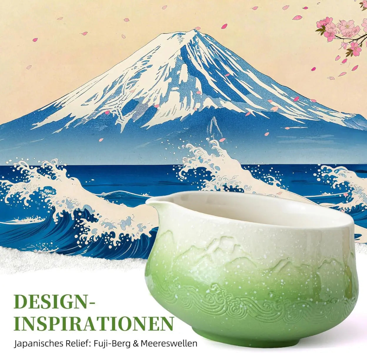Matcha Set Grün Berg mit Ausgiessschale 7-tlg. von TEANAGOO