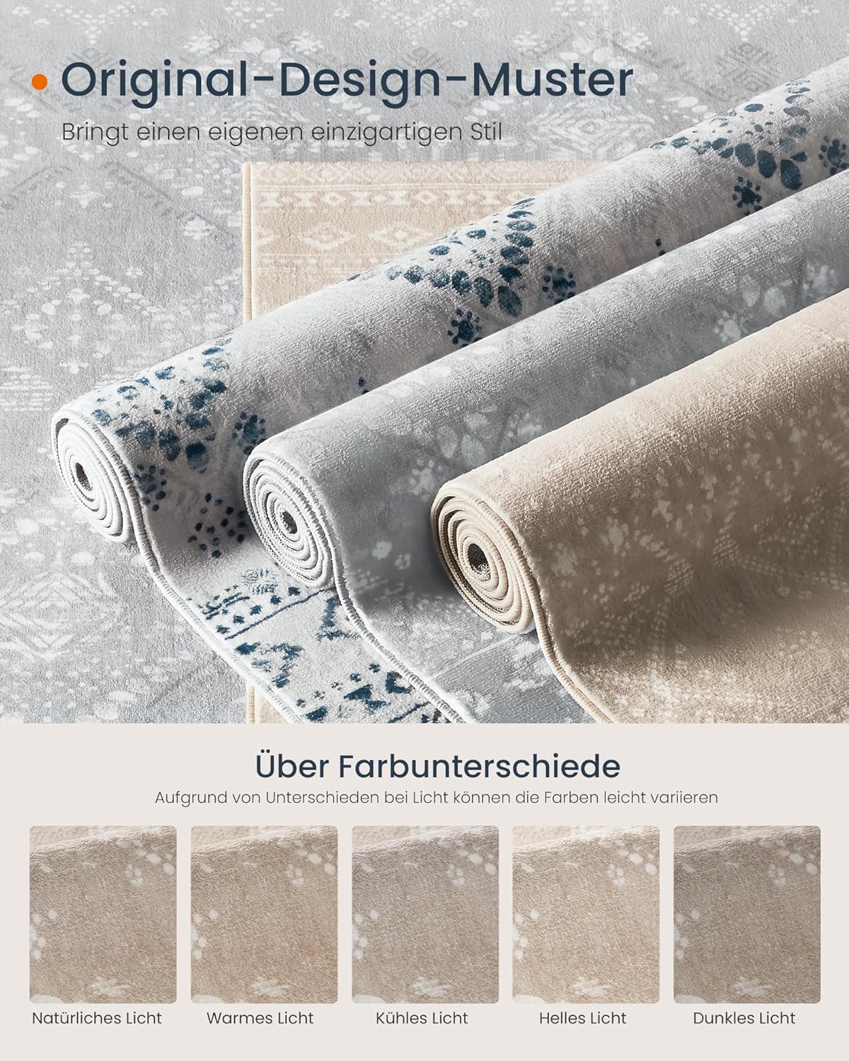 Boho Teppich 120x170 cm flauschig waschbar rutschfest beige von Songmics
