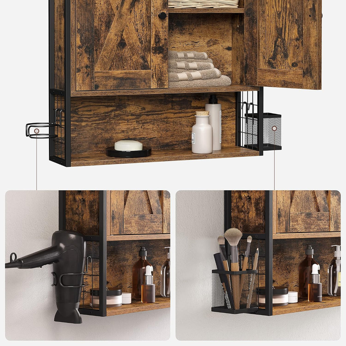 Waschbecken-Wandschrank 60x16x60 cm Industrial Braun von Songmics