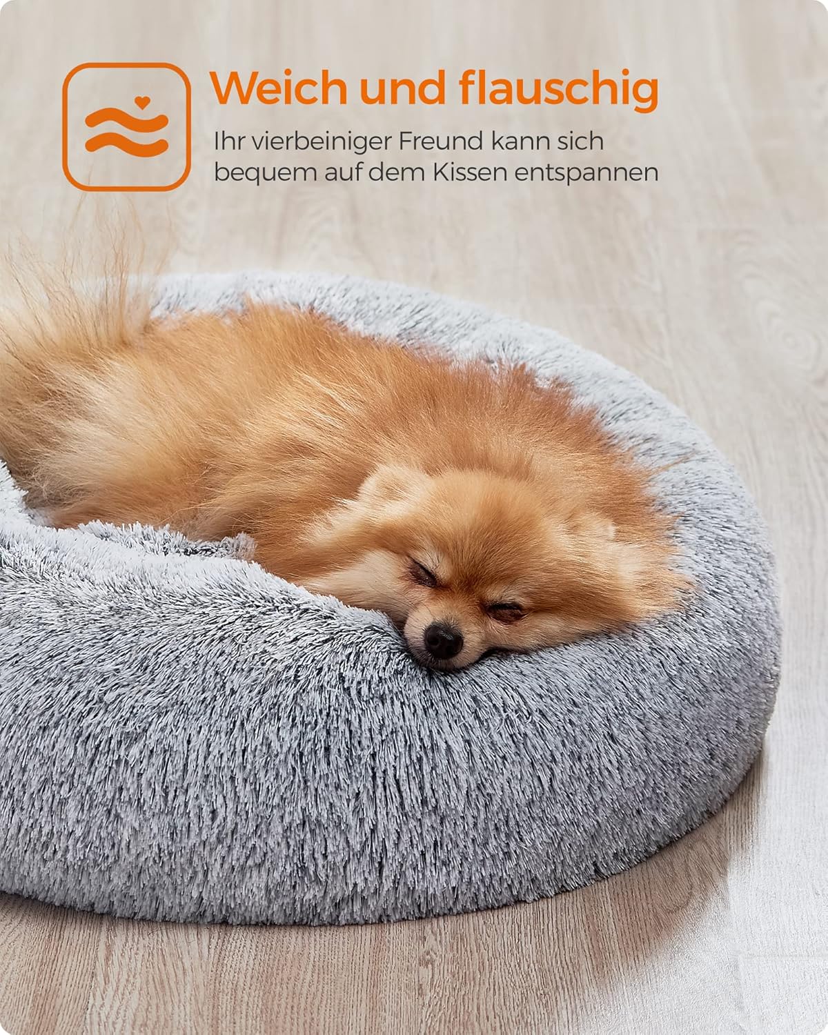 Hundebett Donut flauschig waschbar 60 cm Ombré Grau von Songmics