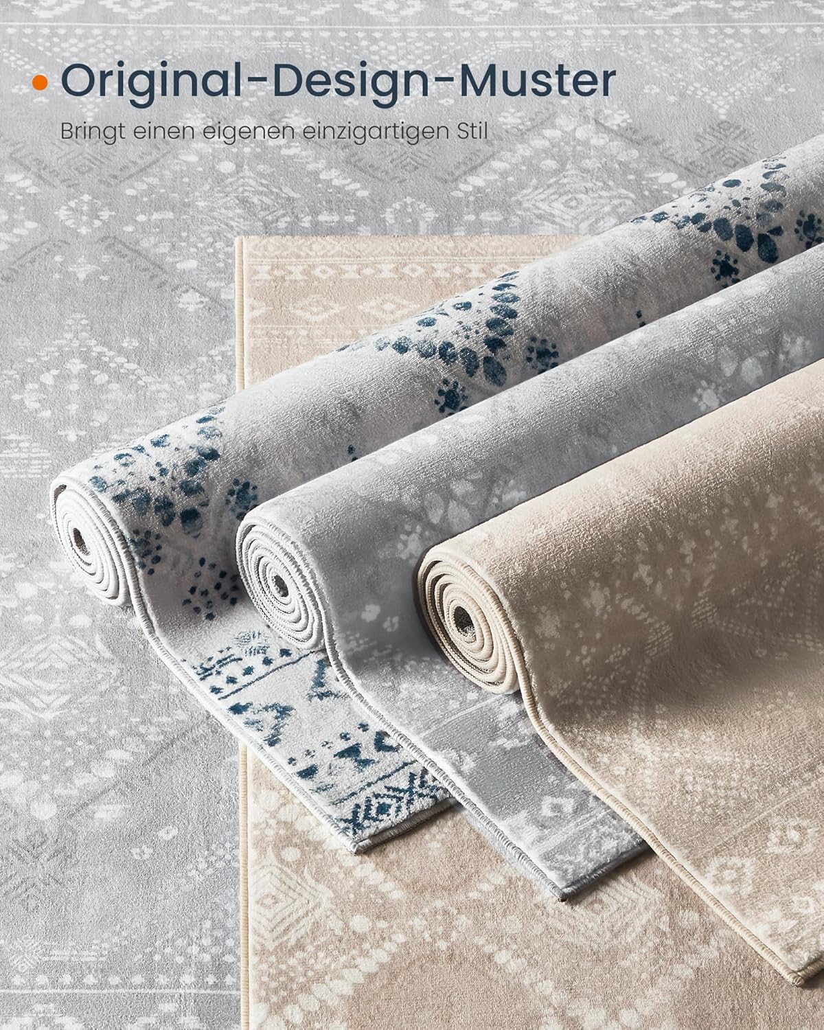 Boho Teppich 120x170 cm flauschig waschbar rutschfest beige von Songmics