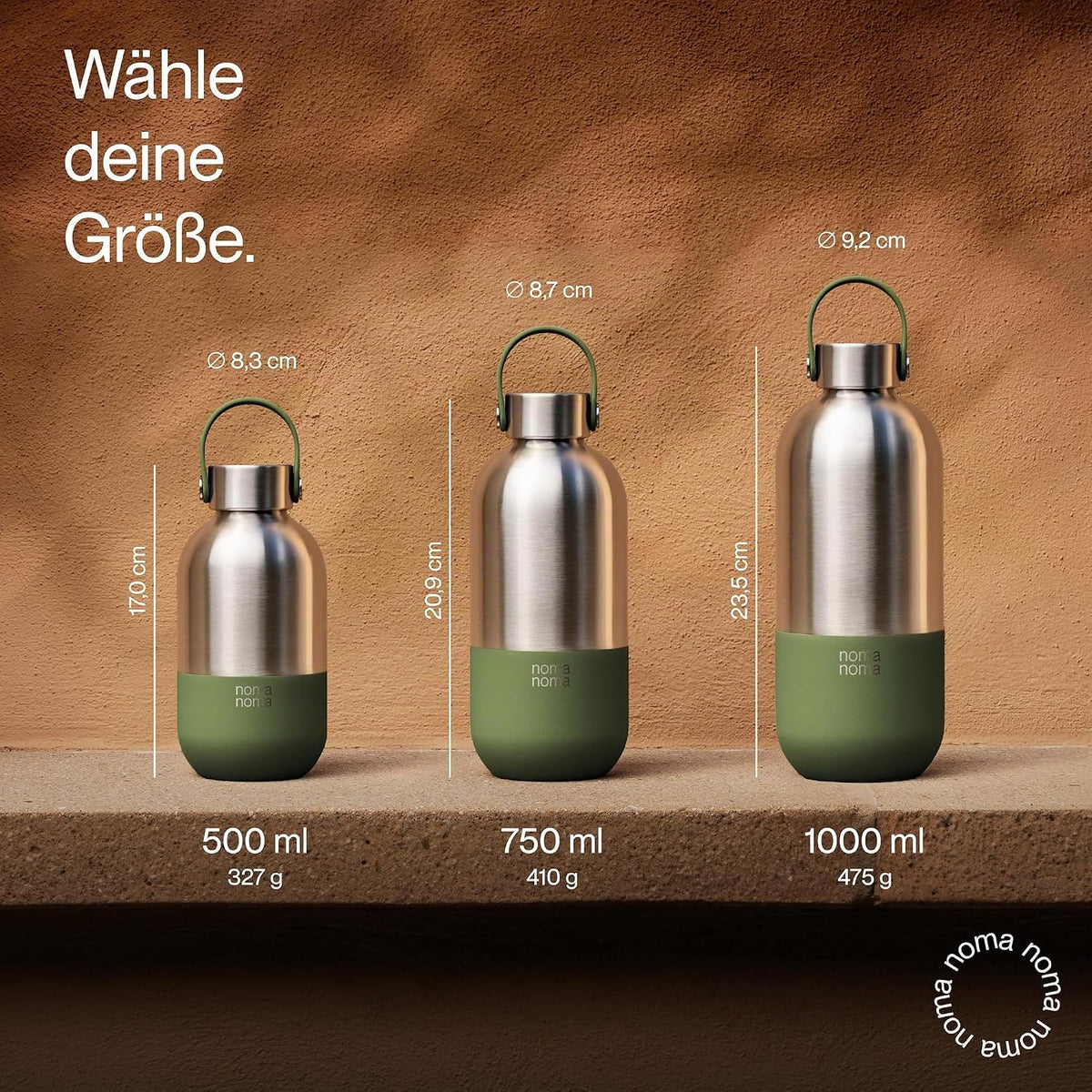 Trinkflasche Edelstahl auslaufsicher 500ml Smoothie Green von guteszeug.ch