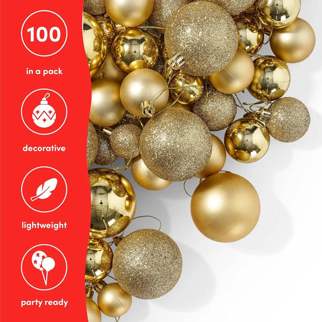 Baumkugeln Weihnachtsschmuck gold 100 Stück von Twiddlers