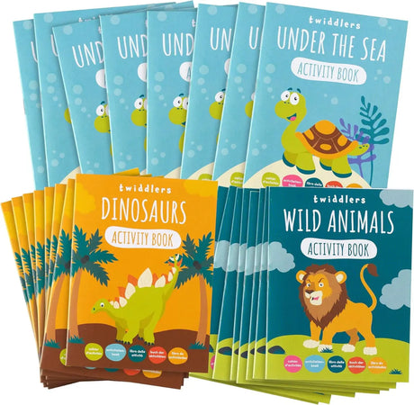 Malbuch Mini Safari, Dinosaurier, Wassertiere 24 Stück von Twiddlers