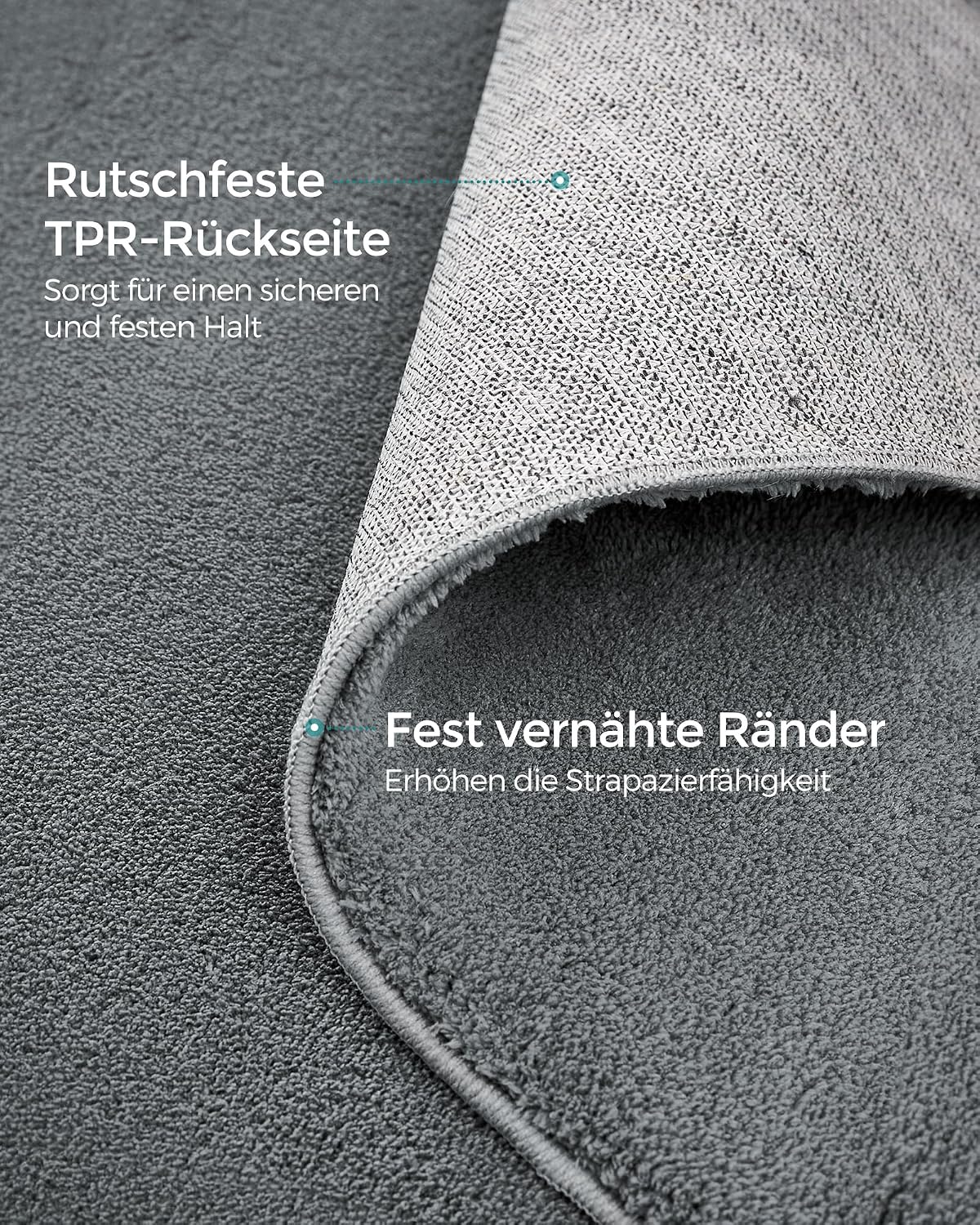 Kurzflor-Teppich 200x290 cm Taubengrau rutschfest von Songmics