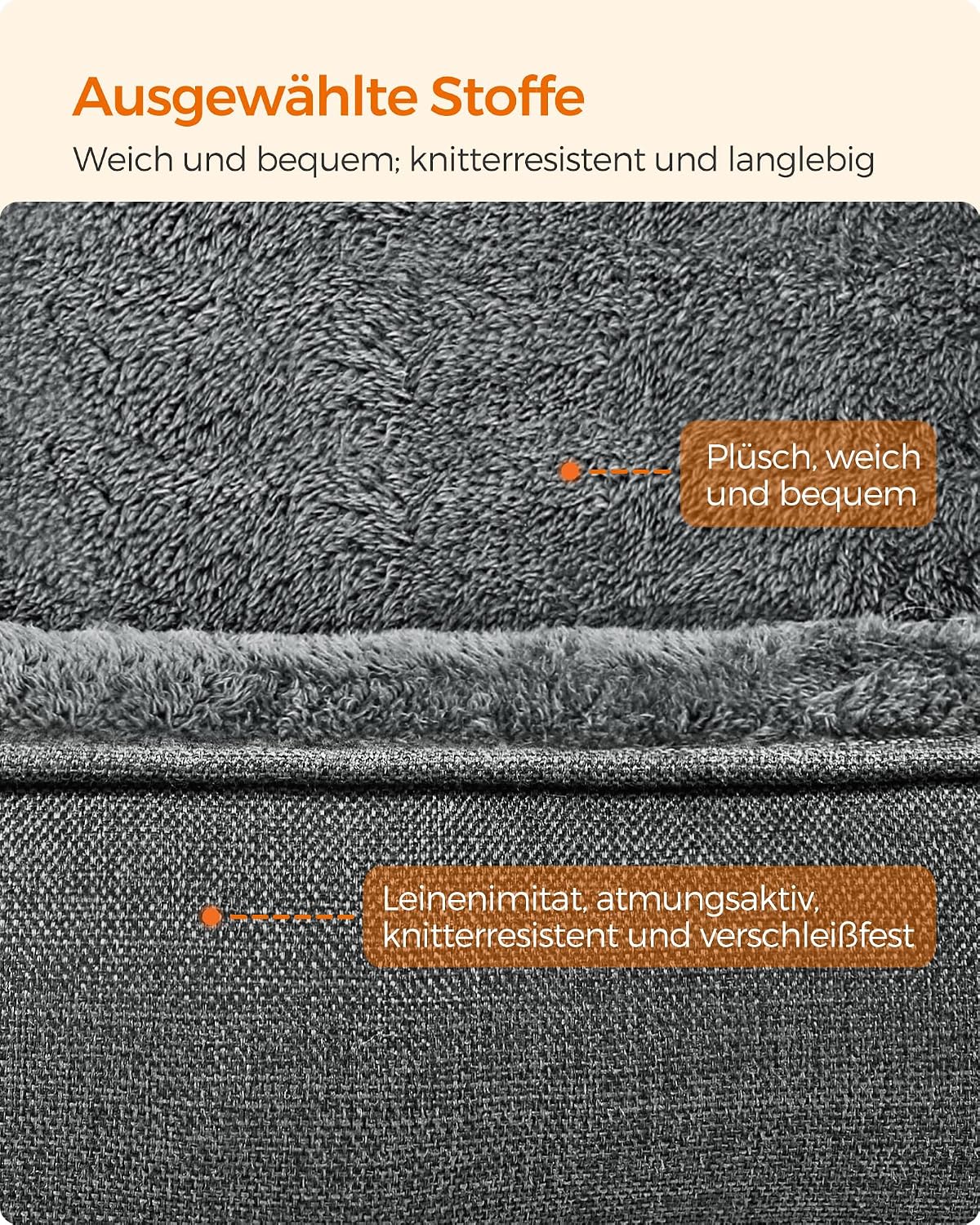 Hundebett XXL Hundesofa 110x75x27 cm Taubengrau von Songmics