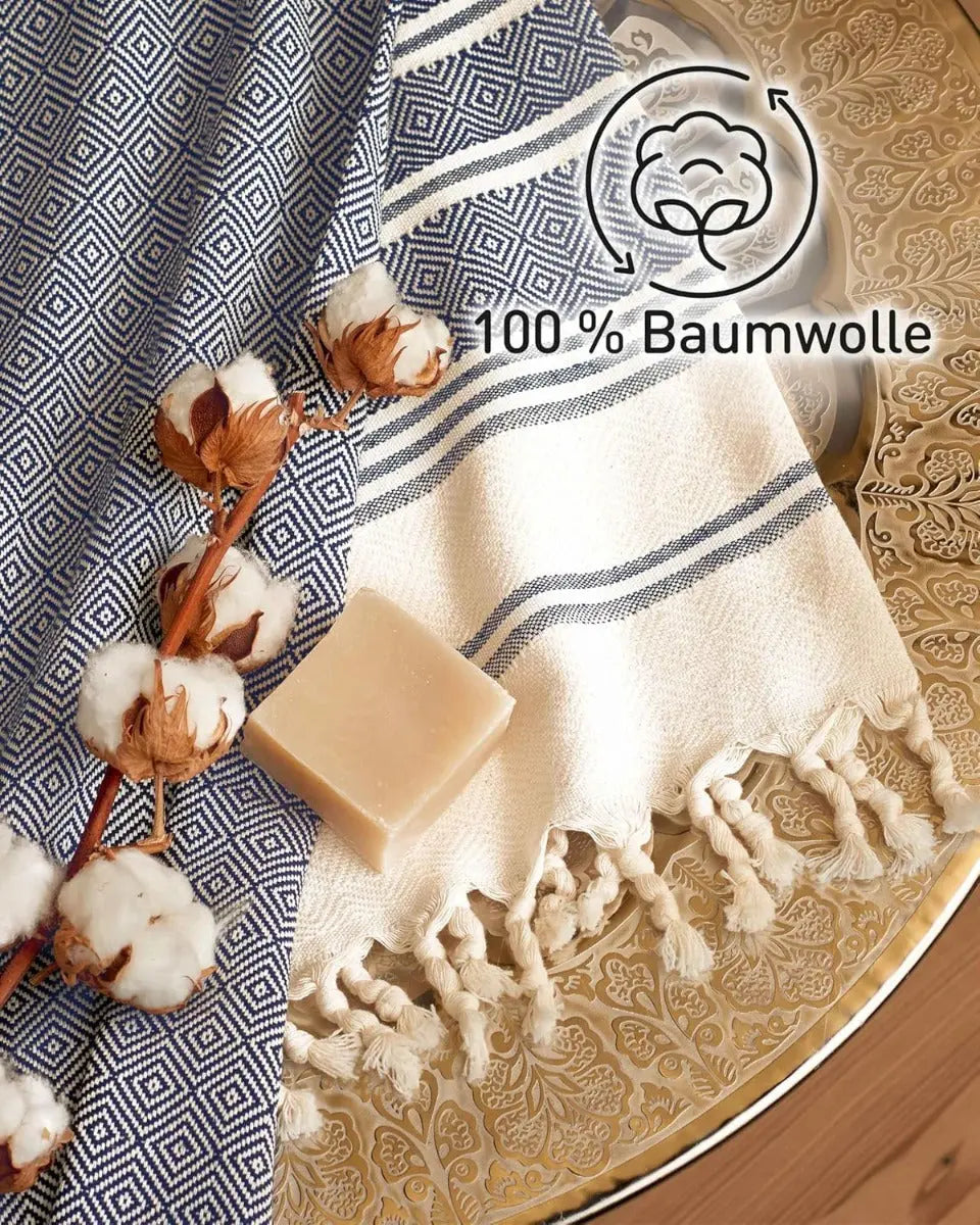 Hamamtuch Baumwolle Recycelt 100x200cm Navy - Diamond von guteszeug.ch