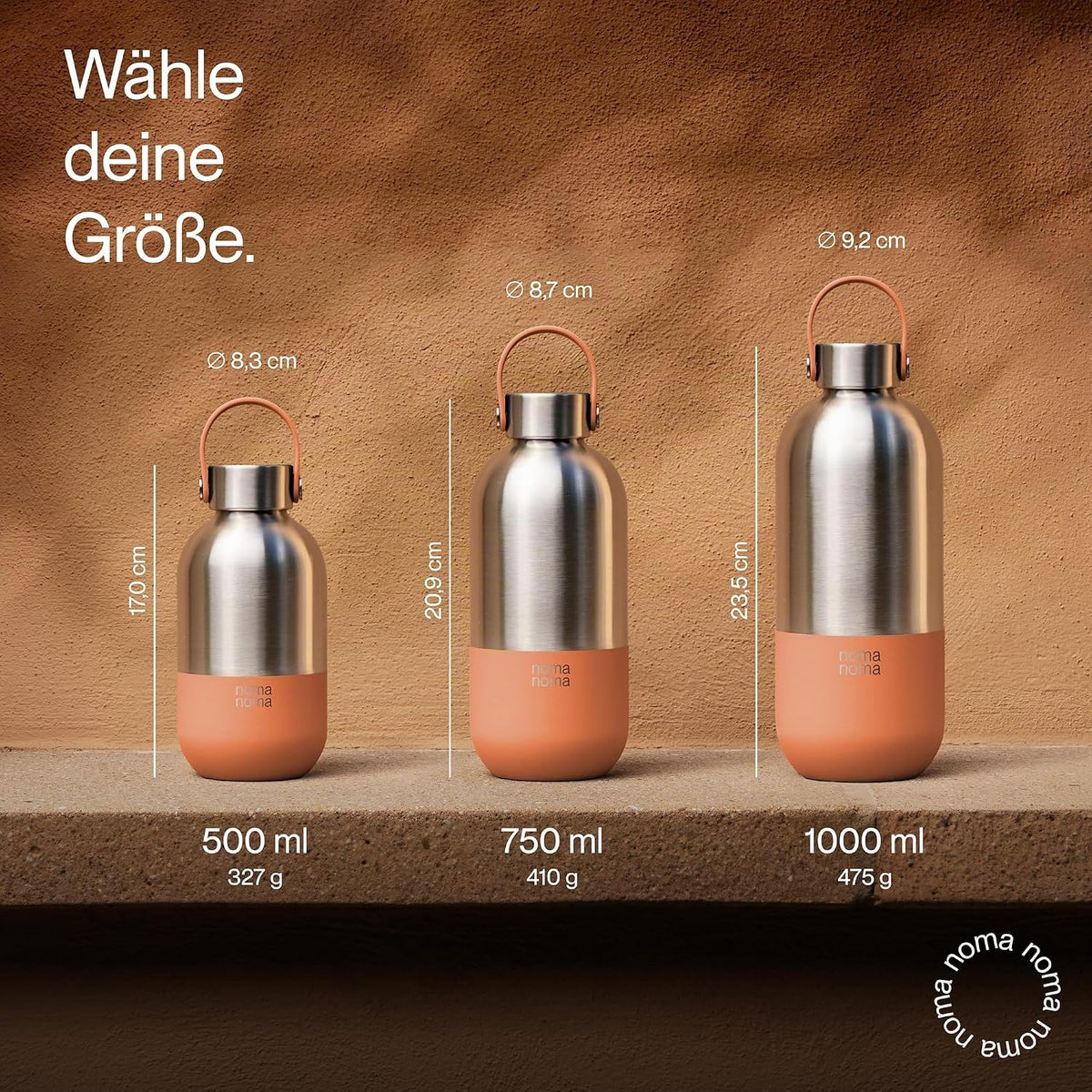 Trinkflasche Edelstahl auslaufsicher 750ml Peach Orange von guteszeug.ch