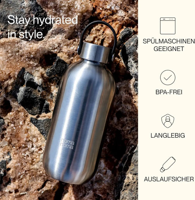 Trinkflasche Edelstahl auslaufsicher 750ml Ice Silver von noma noma