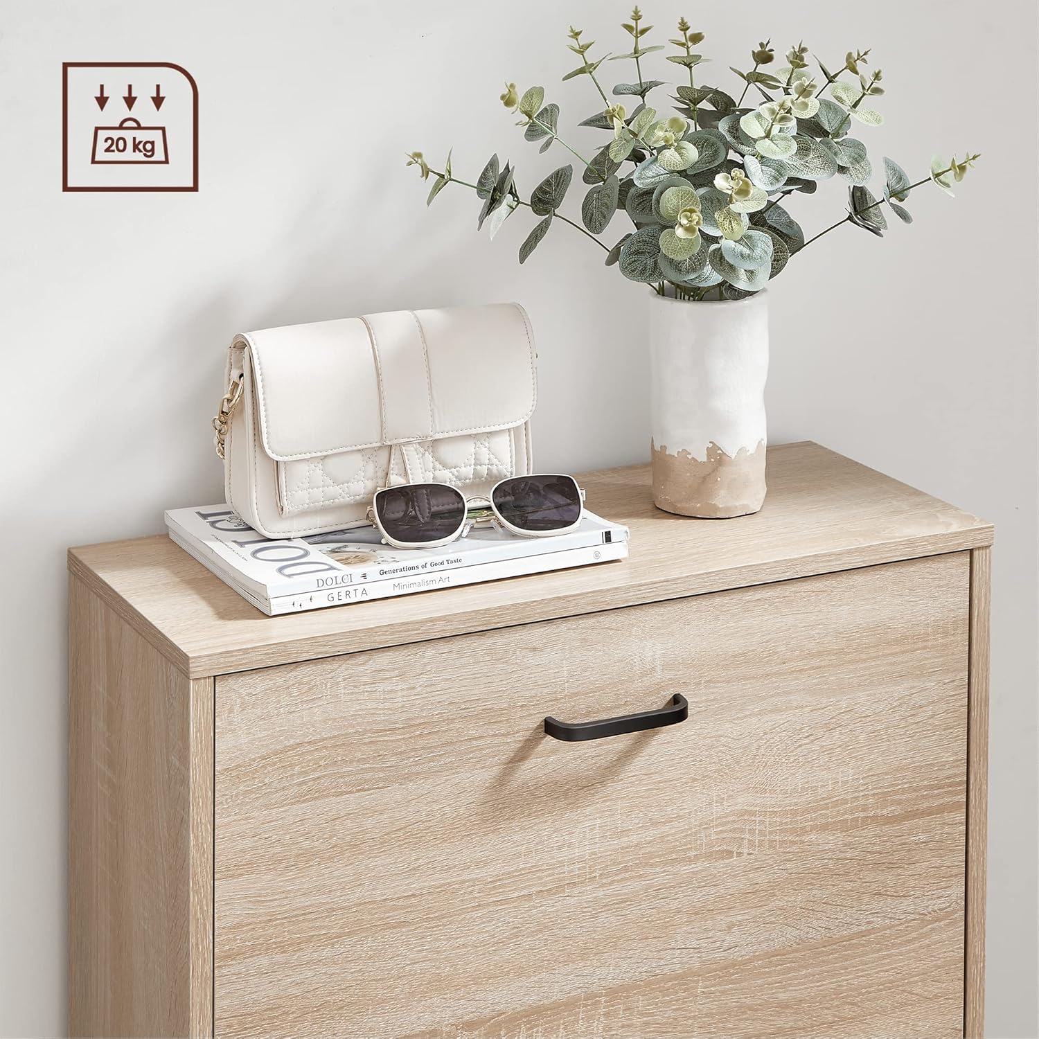 Schuhschrank 3 Klappen Schuhregal 60x24x120 cm Natur von Songmics