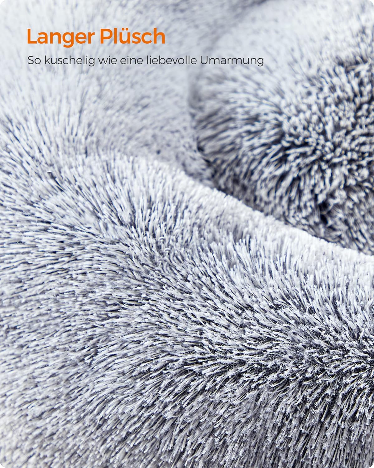 Hundebett Donut flauschig waschbar 60 cm Ombré Grau von Songmics