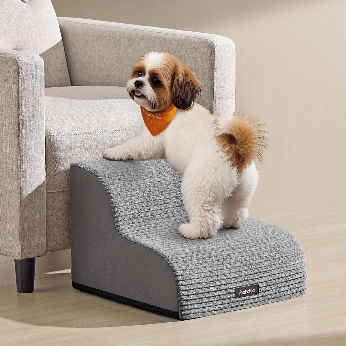 Haustiertreppe 2 Stufen Hundetreppe 40x40x30 cm Grau von Songmics