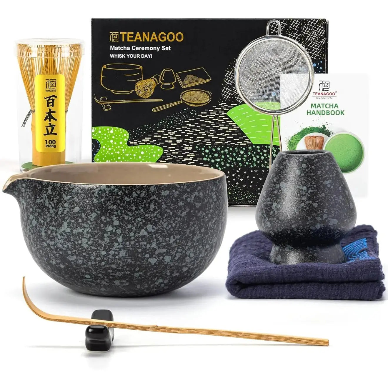 Matcha Set Obsidian mit Ausgiessschale 7-tlg. von TEANAGOO