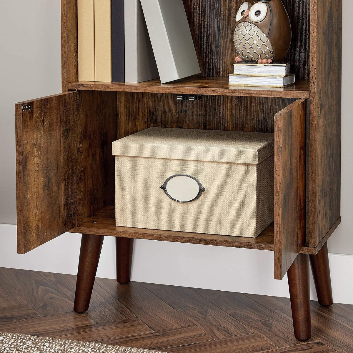 Bücherregal mit Schrank 60x30x120 cm Rustikal Braun von Songmics