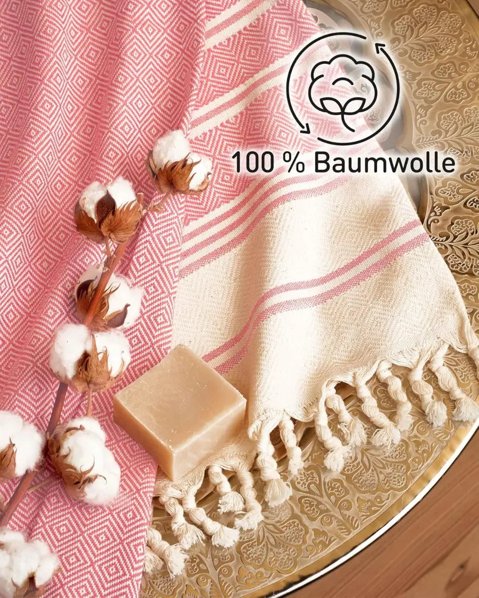 Hamamtuch Baumwolle Recycelt 100x200cm Coral - Diamond von guteszeug.ch