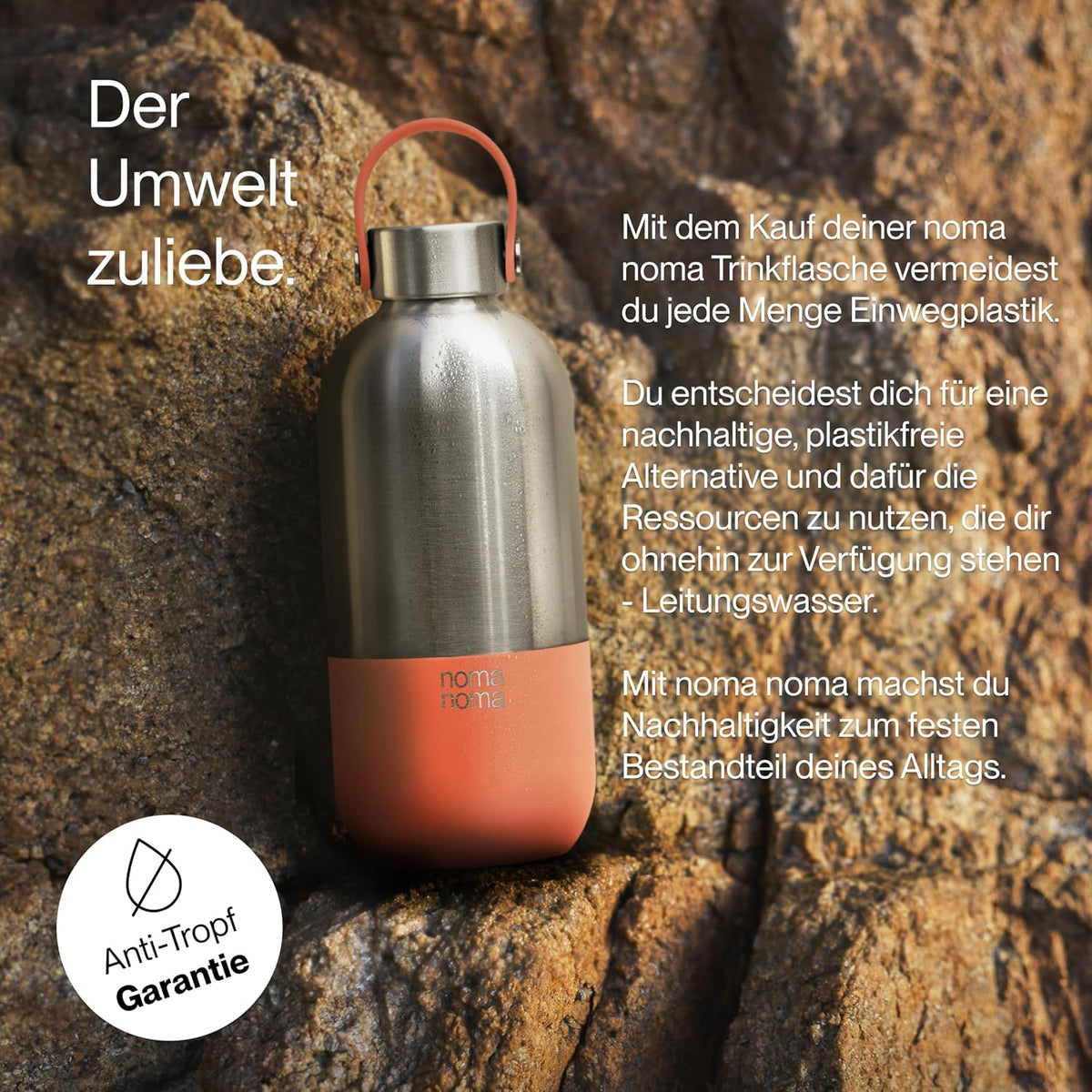 Trinkflasche Edelstahl auslaufsicher 750ml Peach Orange von guteszeug.ch