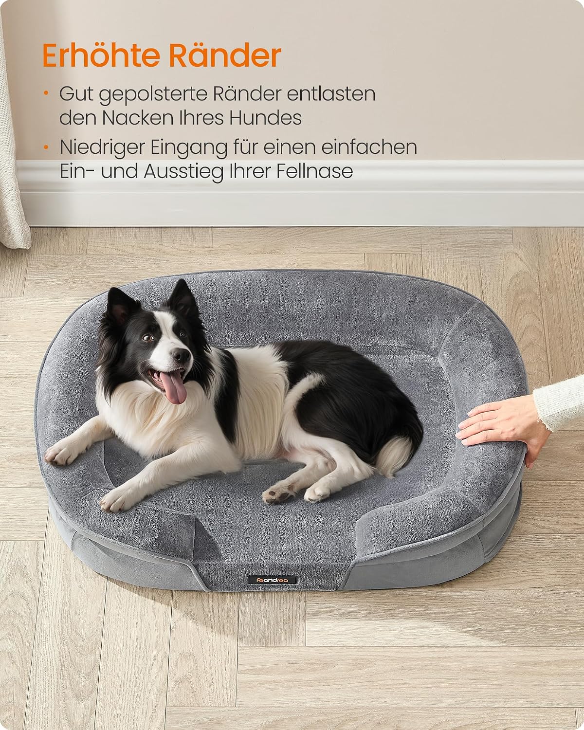 Orthopädisches Hundebett 91x68x18 cm Taubengrau von Songmics