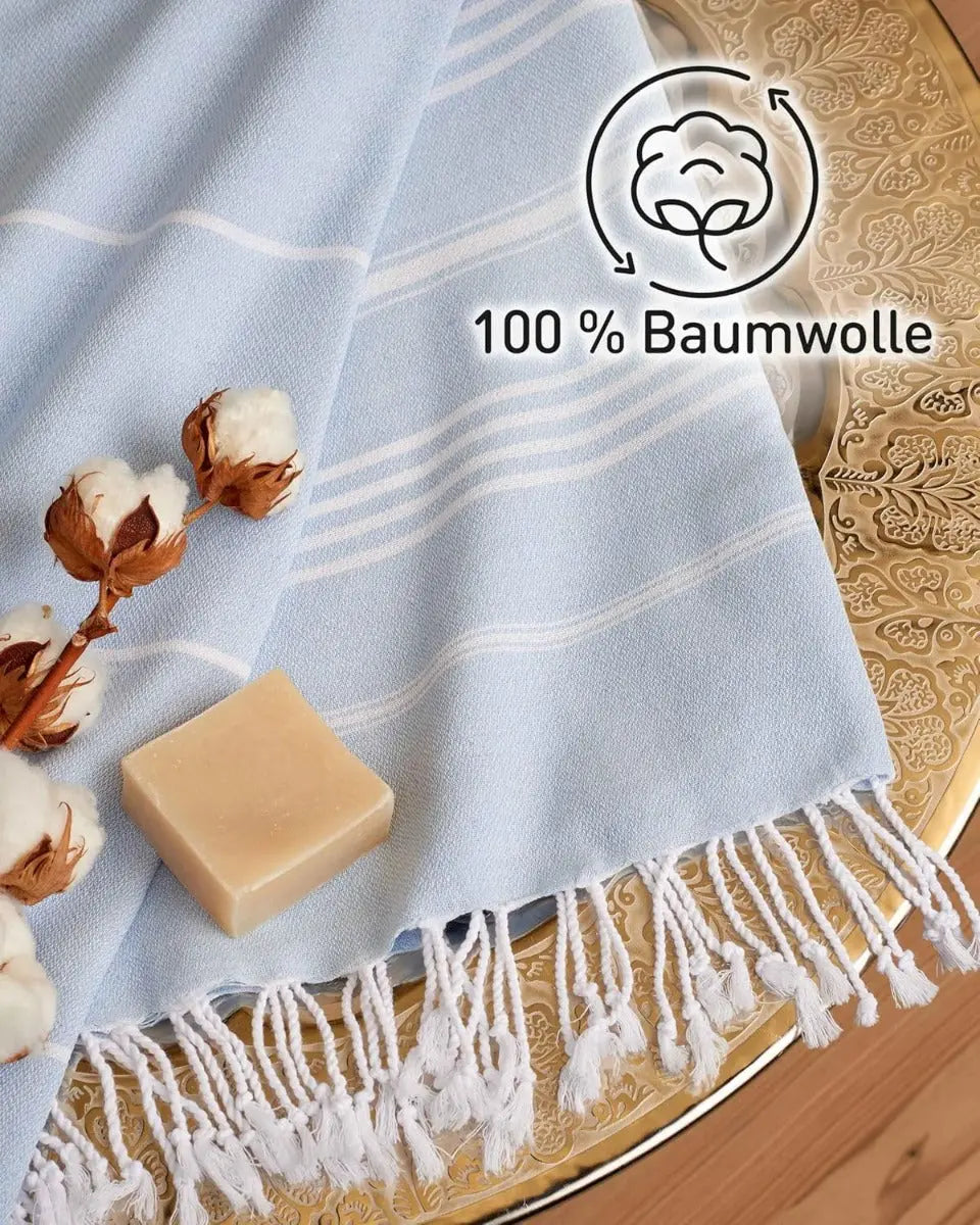 Hamamtuch Baumwolle Recycelt 100x200cm Ice Blue - Sultan von guteszeug.ch