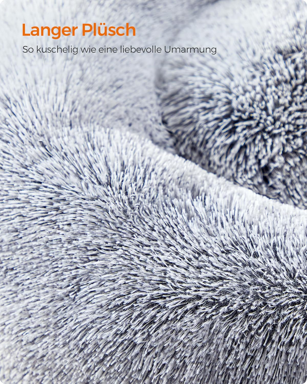 Hundebett Donut flauschig waschbar 70 cm Ombré Grau von Songmics