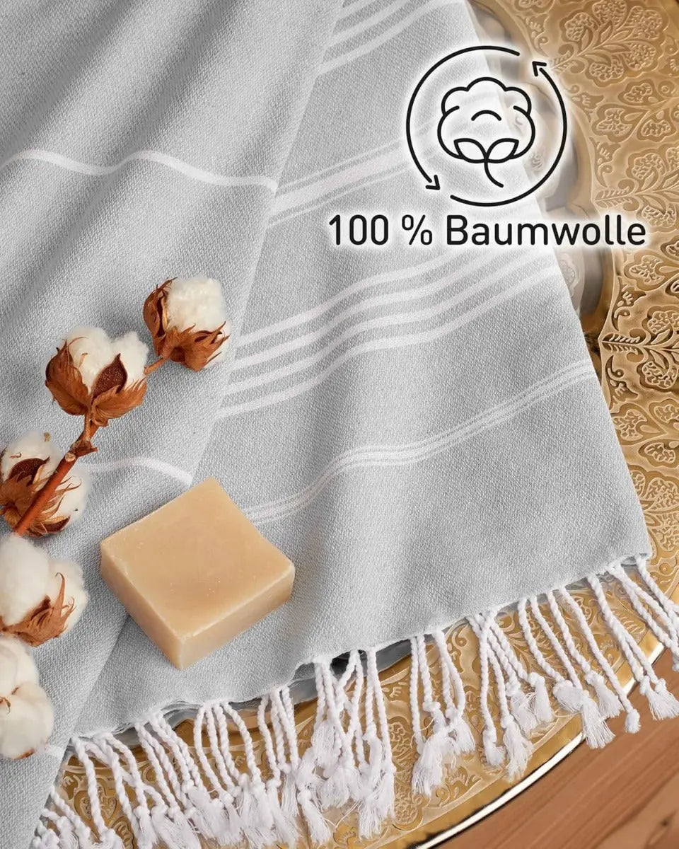 Hamamtuch Baumwolle Recycelt 200x200cm Light Grey - Sultan von guteszeug.ch
