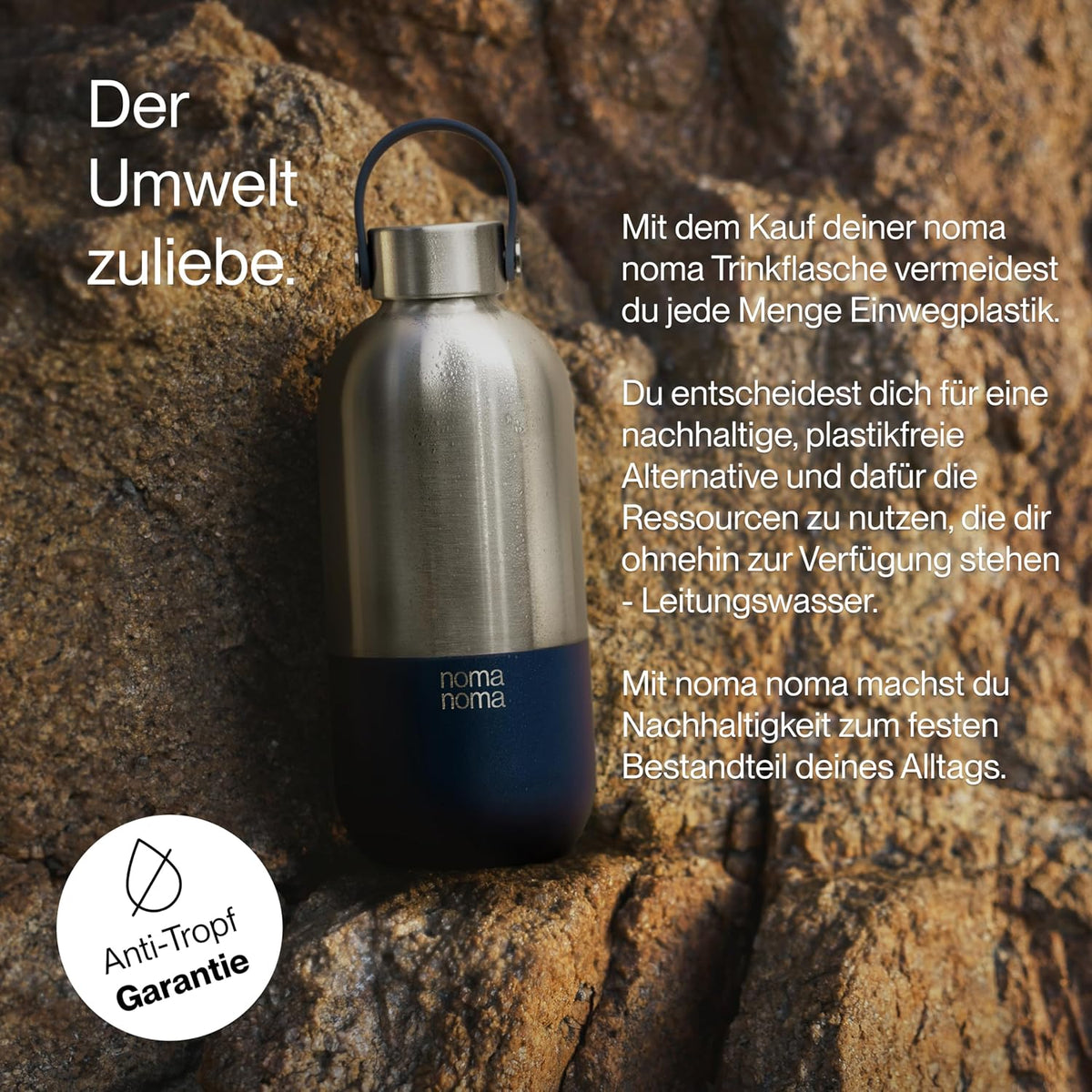 Trinkflasche Edelstahl auslaufsicher 500ml Soda Blue von noma noma