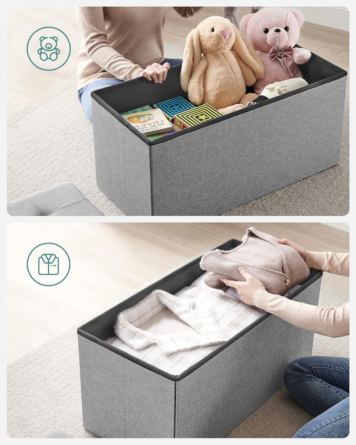 Sitzbank mit Stauraum klappbar 76cm bis 300kg belastbar von Songmics