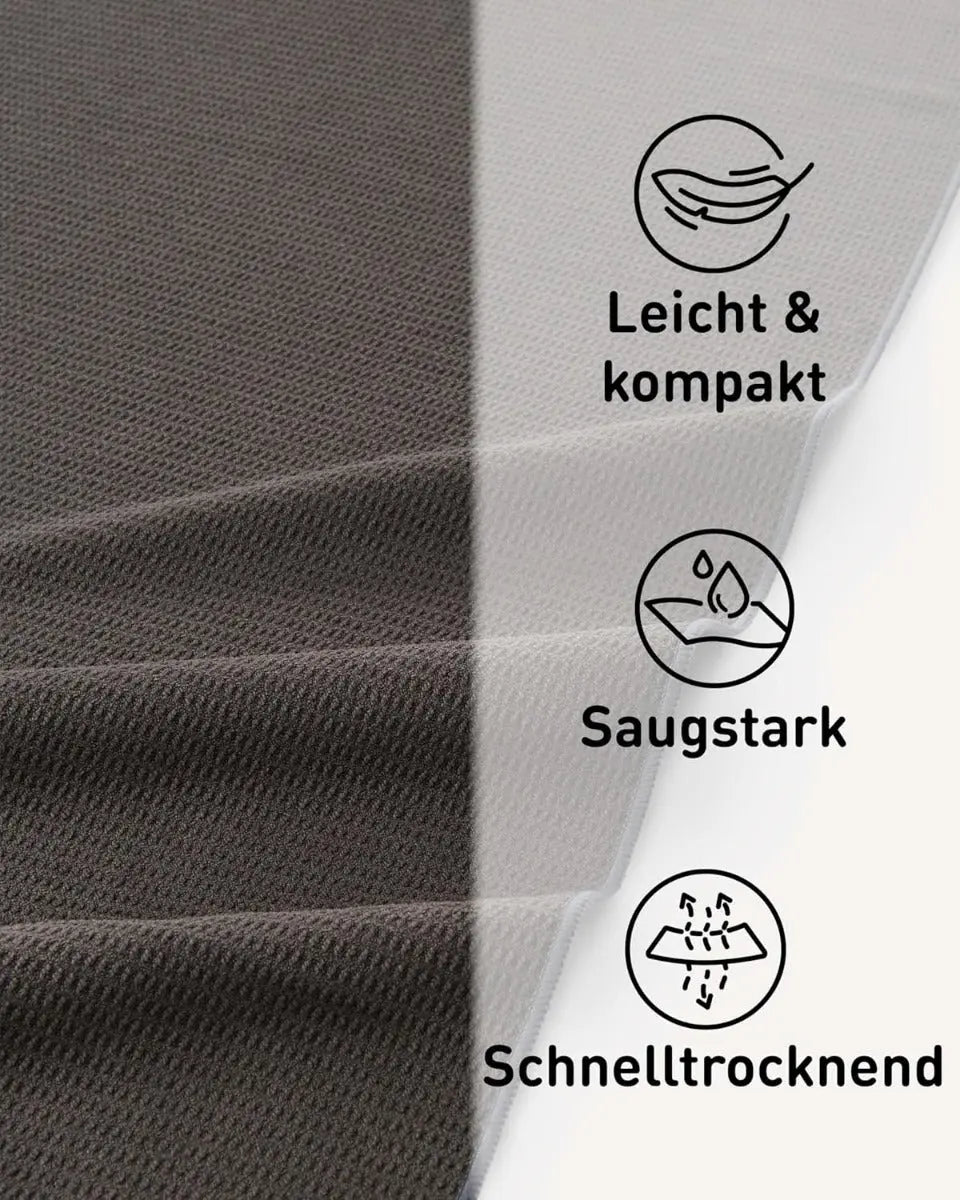 Yoga Handtuch Mikrofaser rutschfest mit Noppen Yogatuch Anthracite von guteszeug.ch