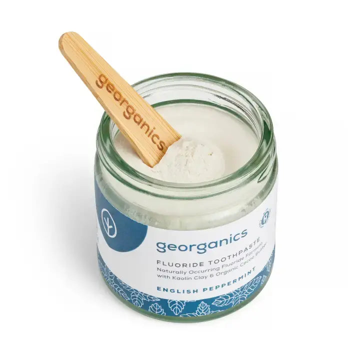 Zahnpasta im Glas mit Fluorid Pfefferminze 60ml von Georganics