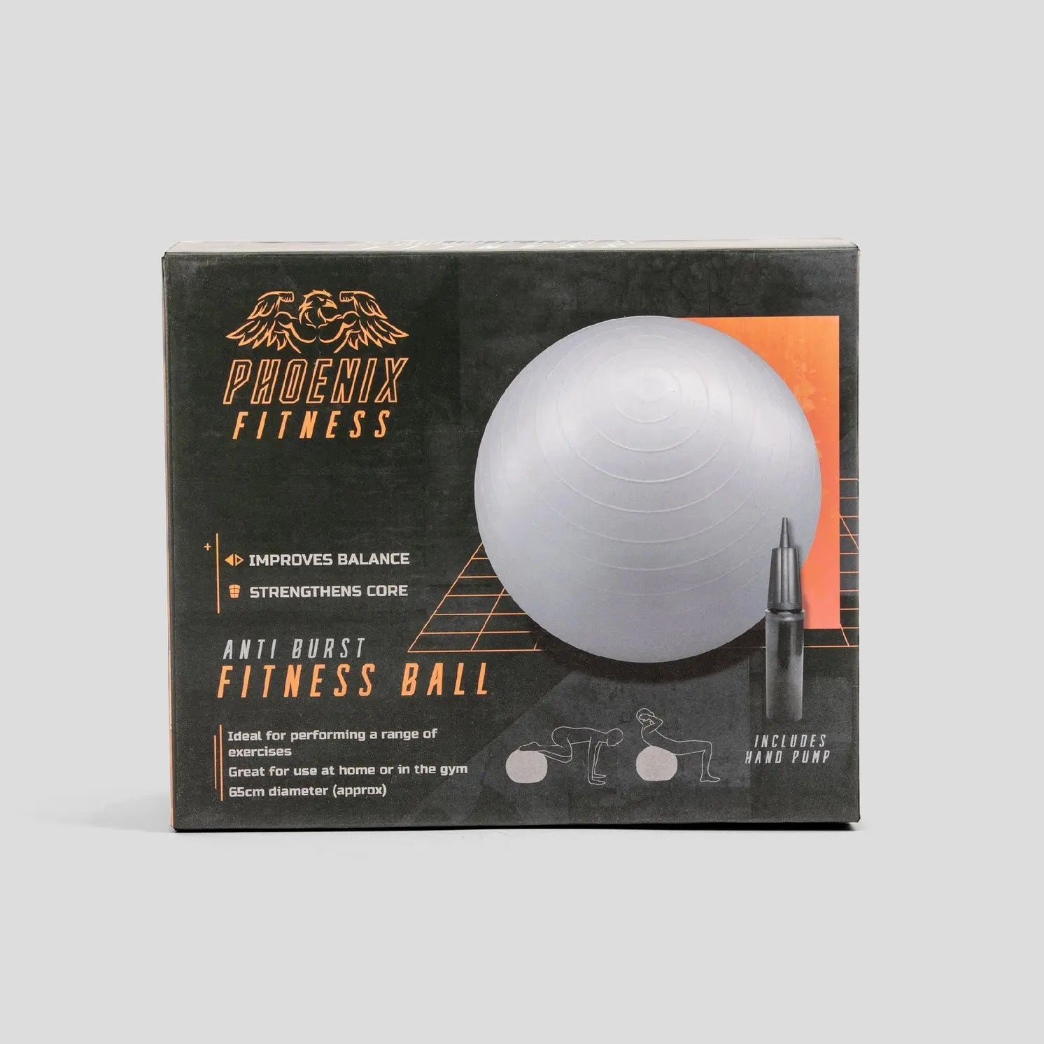 Gymnastikball Mit Luftpumpe Silber von Phoenix Fitness