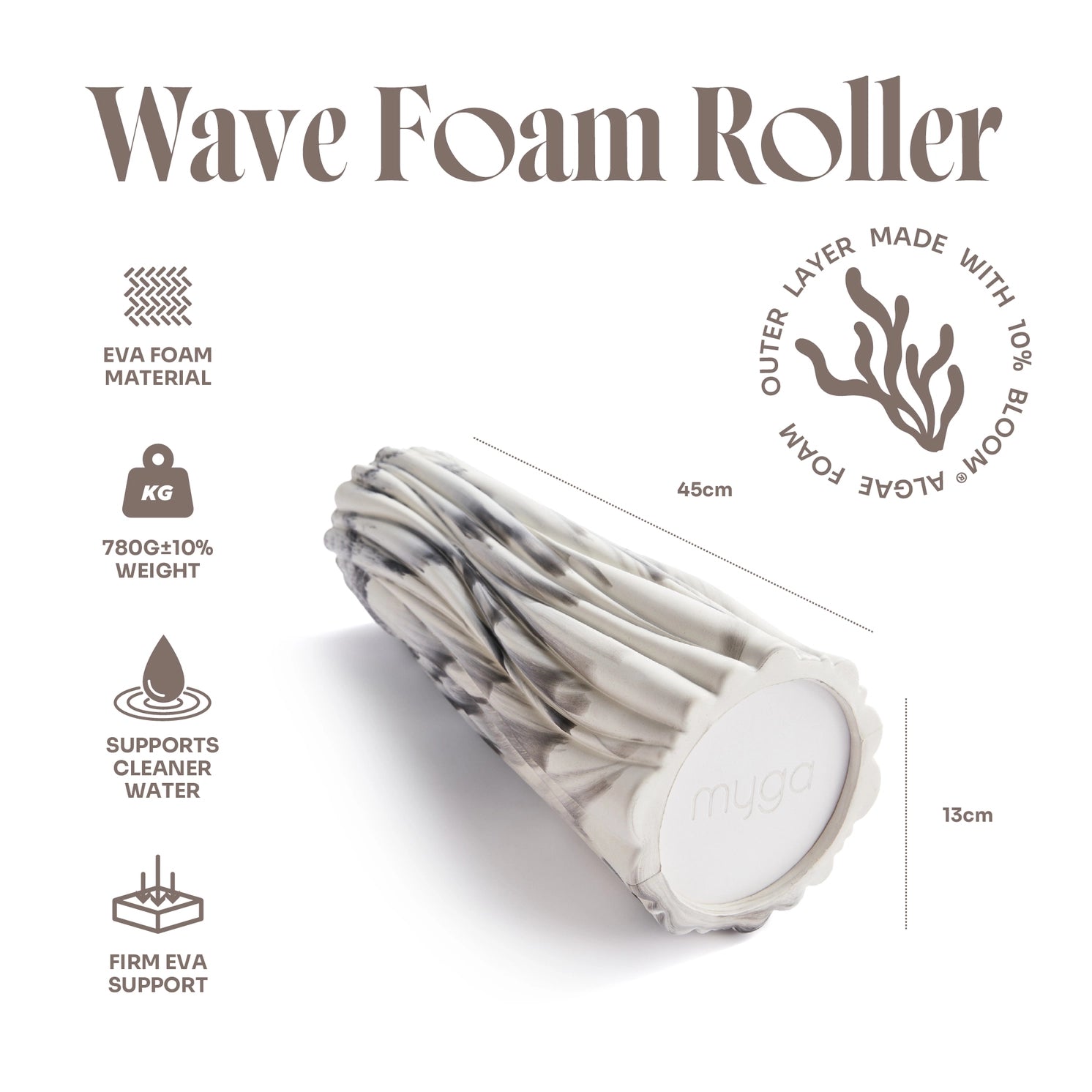 Faszienrolle Wave Roller Schwarz-Weiss von Phoenix Fitness