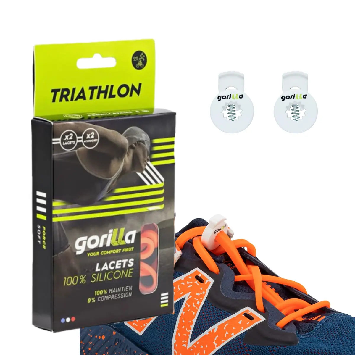 Elastische Schnürsenkel Flexibel Ohne Binden Silikon Triathlon Neonorange von guteszeug.ch