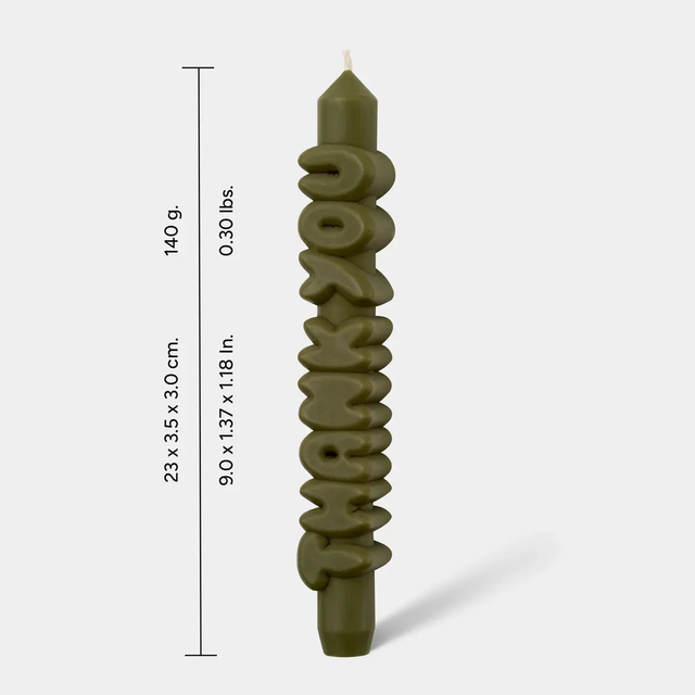 Kerze Taper candle THANK YOU Olive Green von Taper Candles