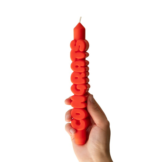 Kerze Taper candle CONGRATS Orange von Taper Candles