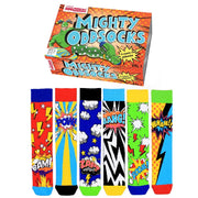 Einzelne Socken im 6er Pack, MIGHTY ODDSOCKS Bunte Comic Oddsocks, Gr. 39-46, mit Geschenkbox von guteszeug.ch