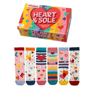 Einzelne Socken im 6er Pack, HEARD AND SOLE Bunte Herzen, Gr. 37-42, mit Geschenkbox von guteszeug.ch