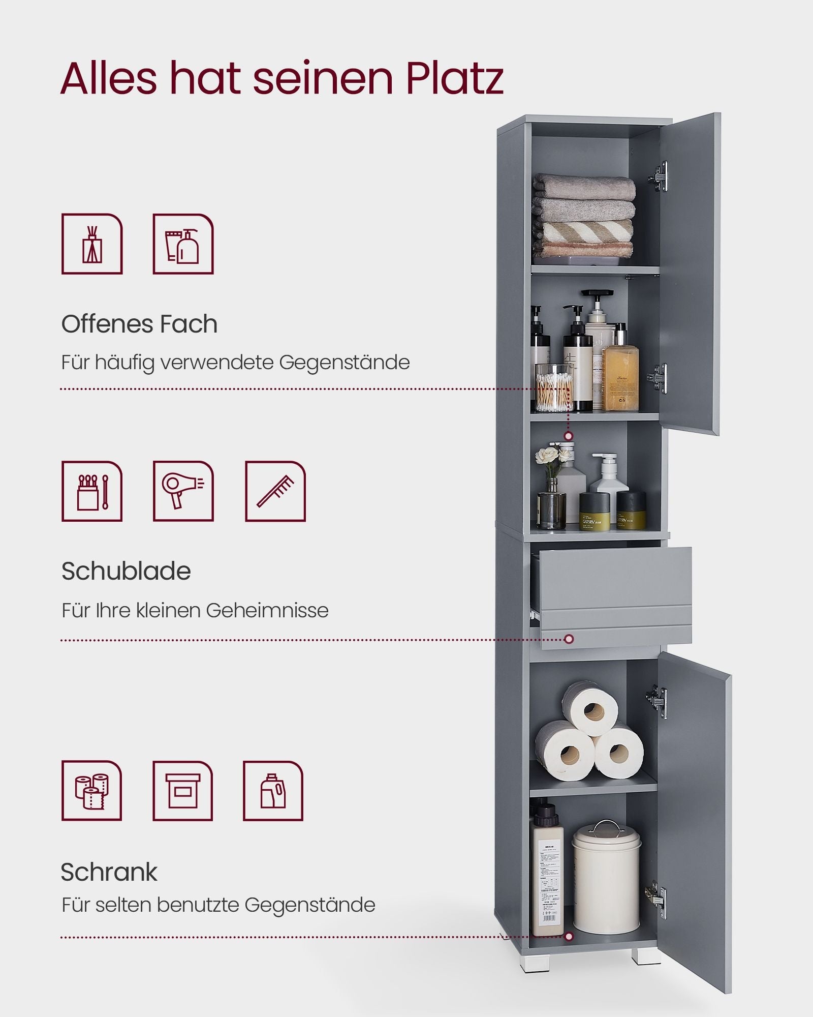 Badezimmerschrank mit verstellbaren Ablagen von Songmics