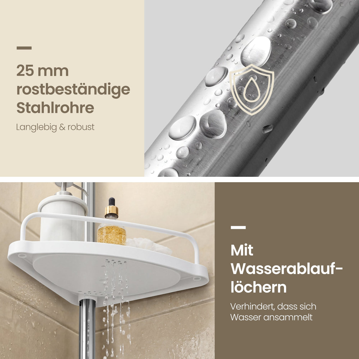 Teleskop Duschregal 4 Ablagen 95-300 cm Wolkenweiss von Songmics