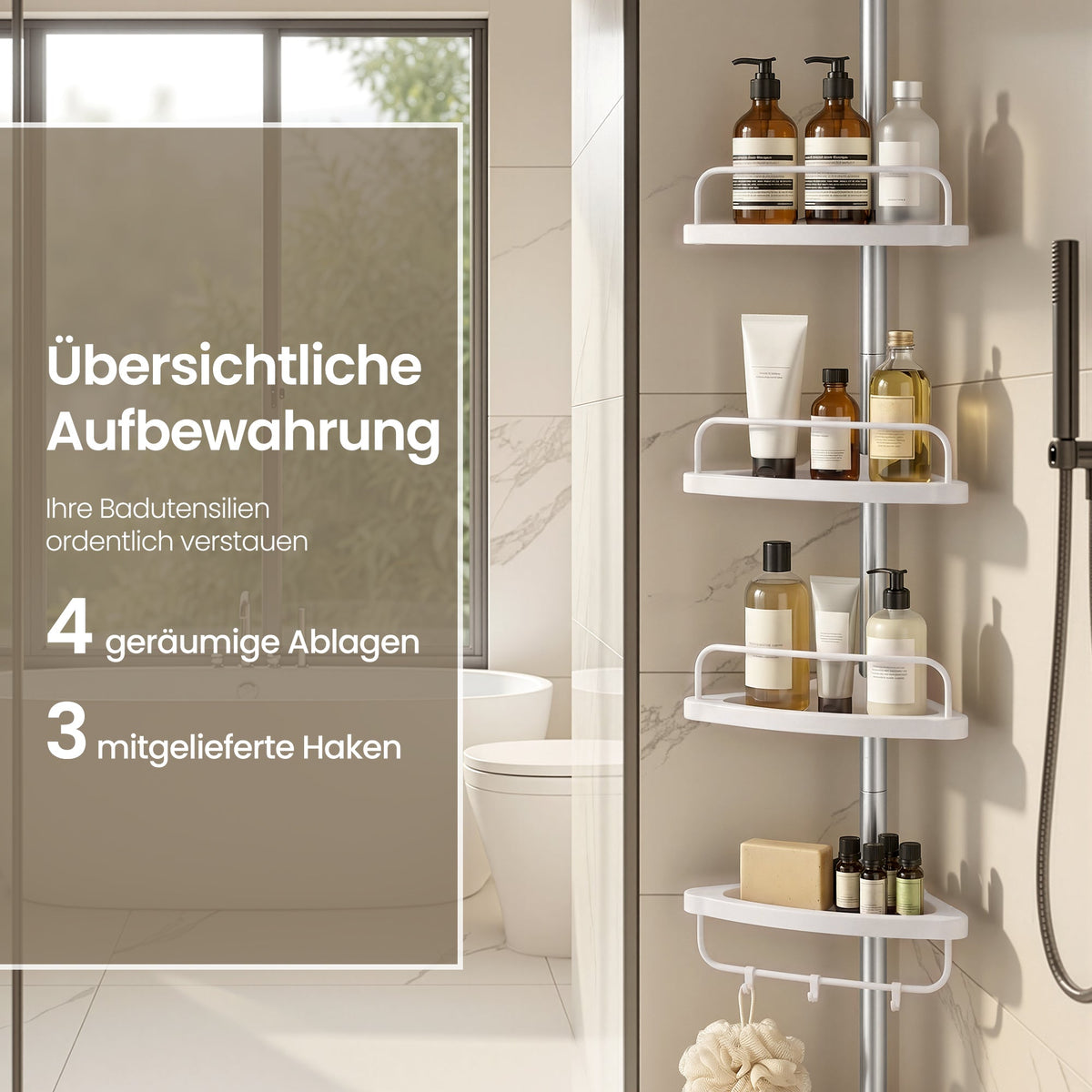 Teleskop Duschregal 4 Ablagen 95-300 cm Wolkenweiss von Songmics