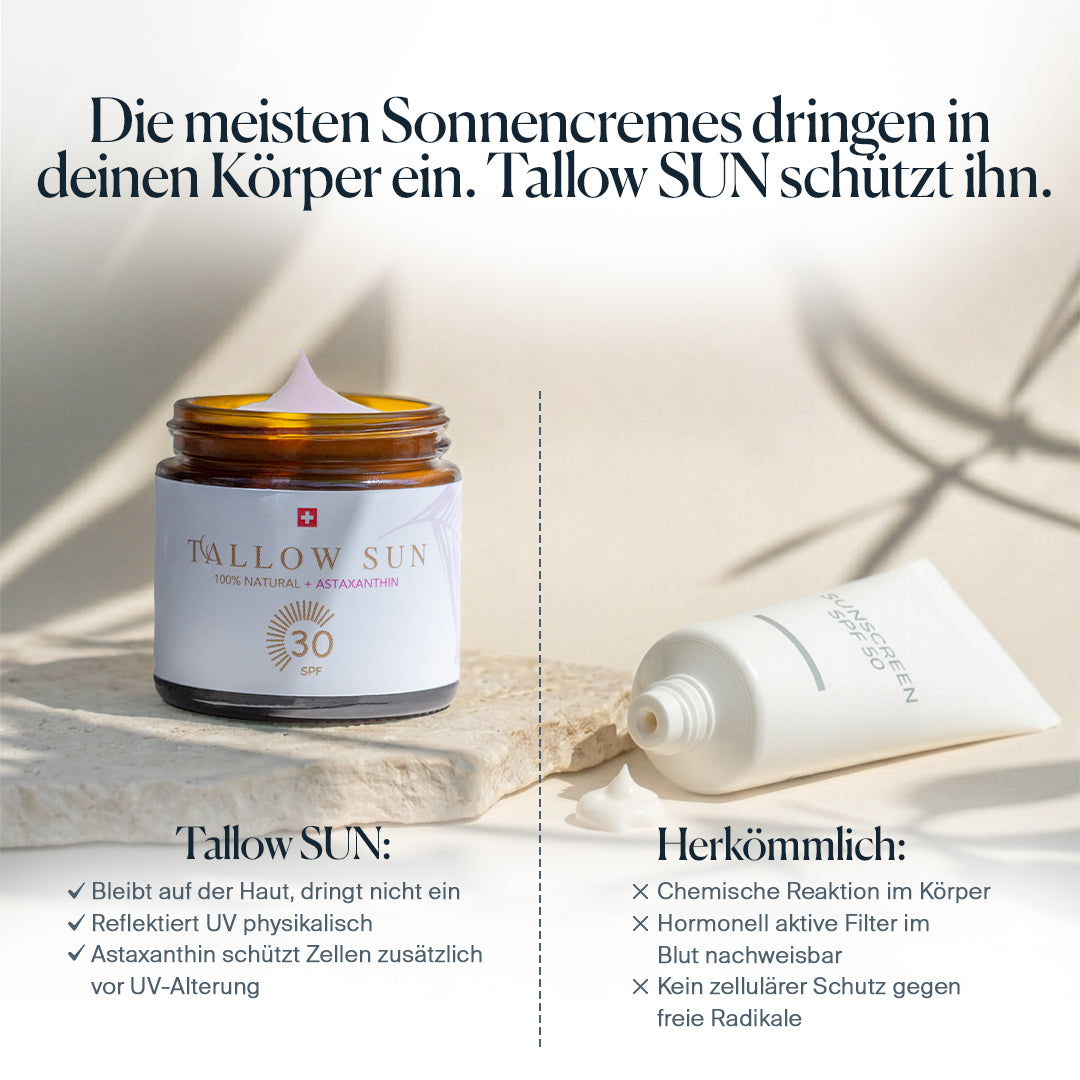 Tallow SUN - Natürlicher Sonnenschutz LSF 30 mit Rindertalg, Astaxanthin & Vitamin E, 60ml von guteszeug.ch