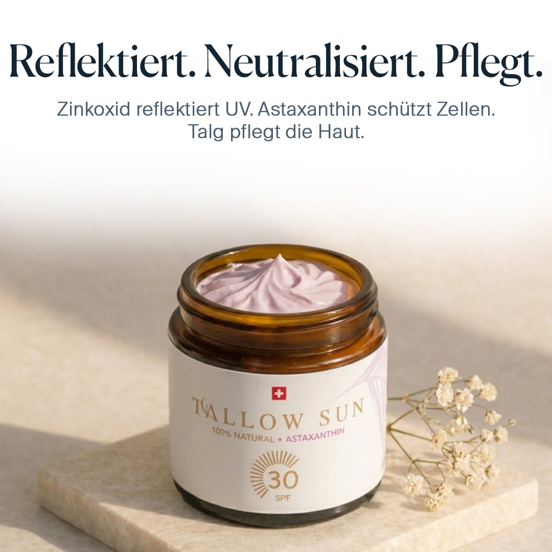 Tallow SUN - Natürlicher Sonnenschutz LSF 30 mit Rindertalg, Astaxanthin & Vitamin E, 60ml von guteszeug.ch
