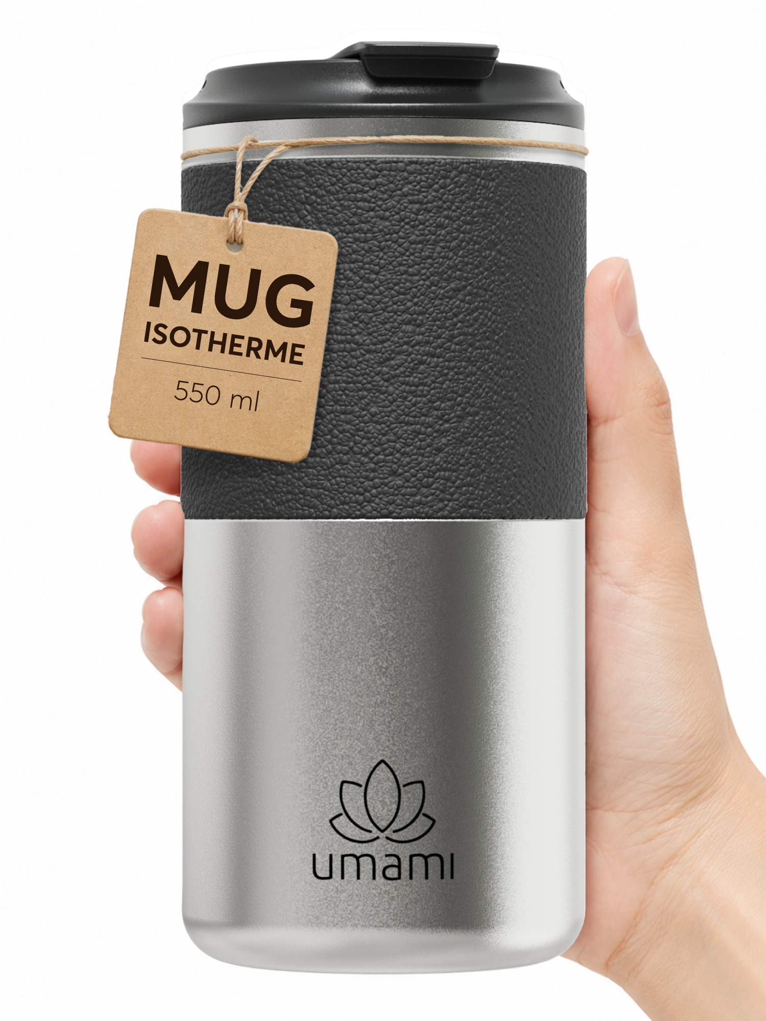 Thermobecher Schwarz & Metall 550 ml von Umami