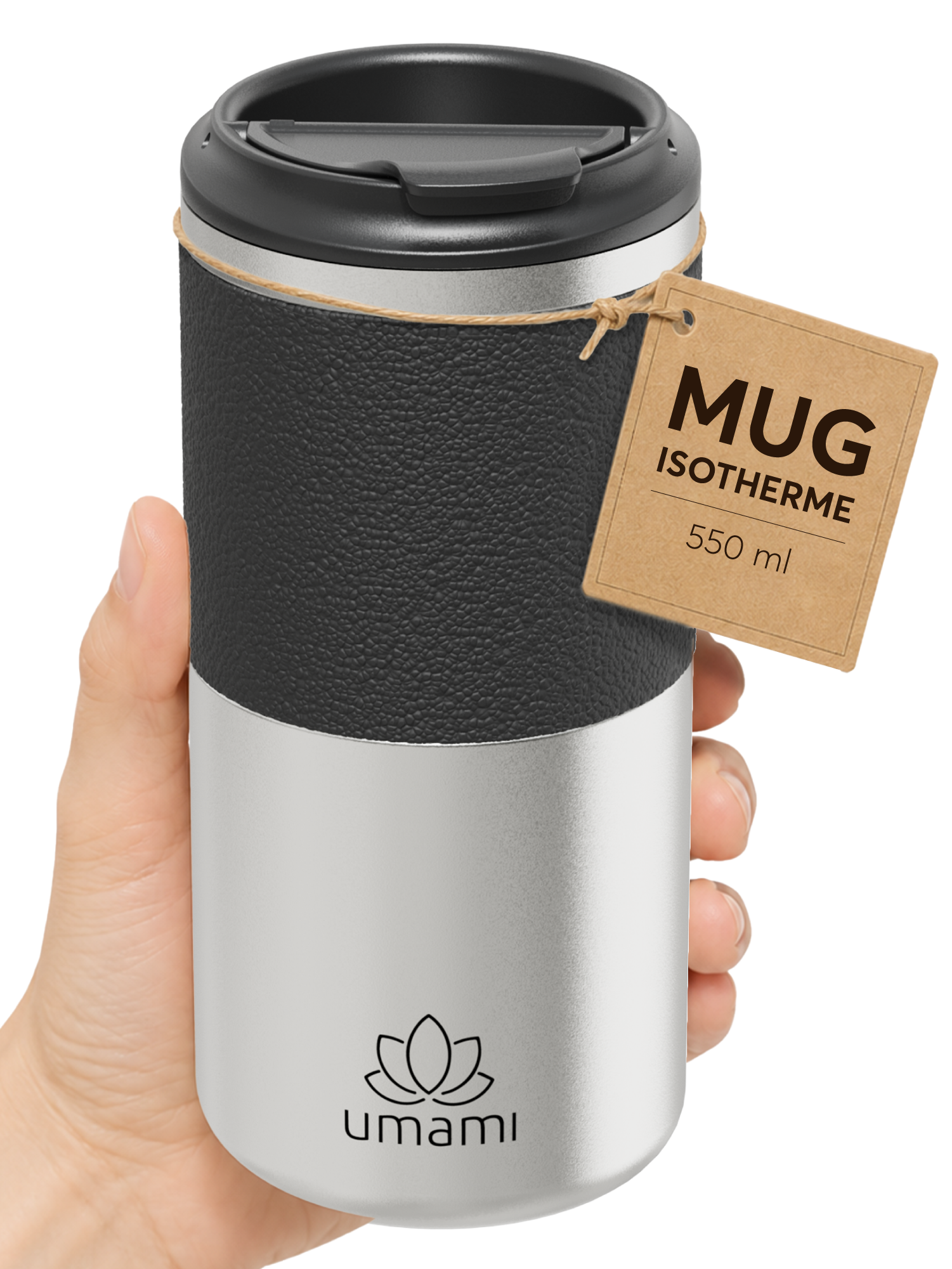 Thermobecher Schwarz & Metall 550 ml von Umami