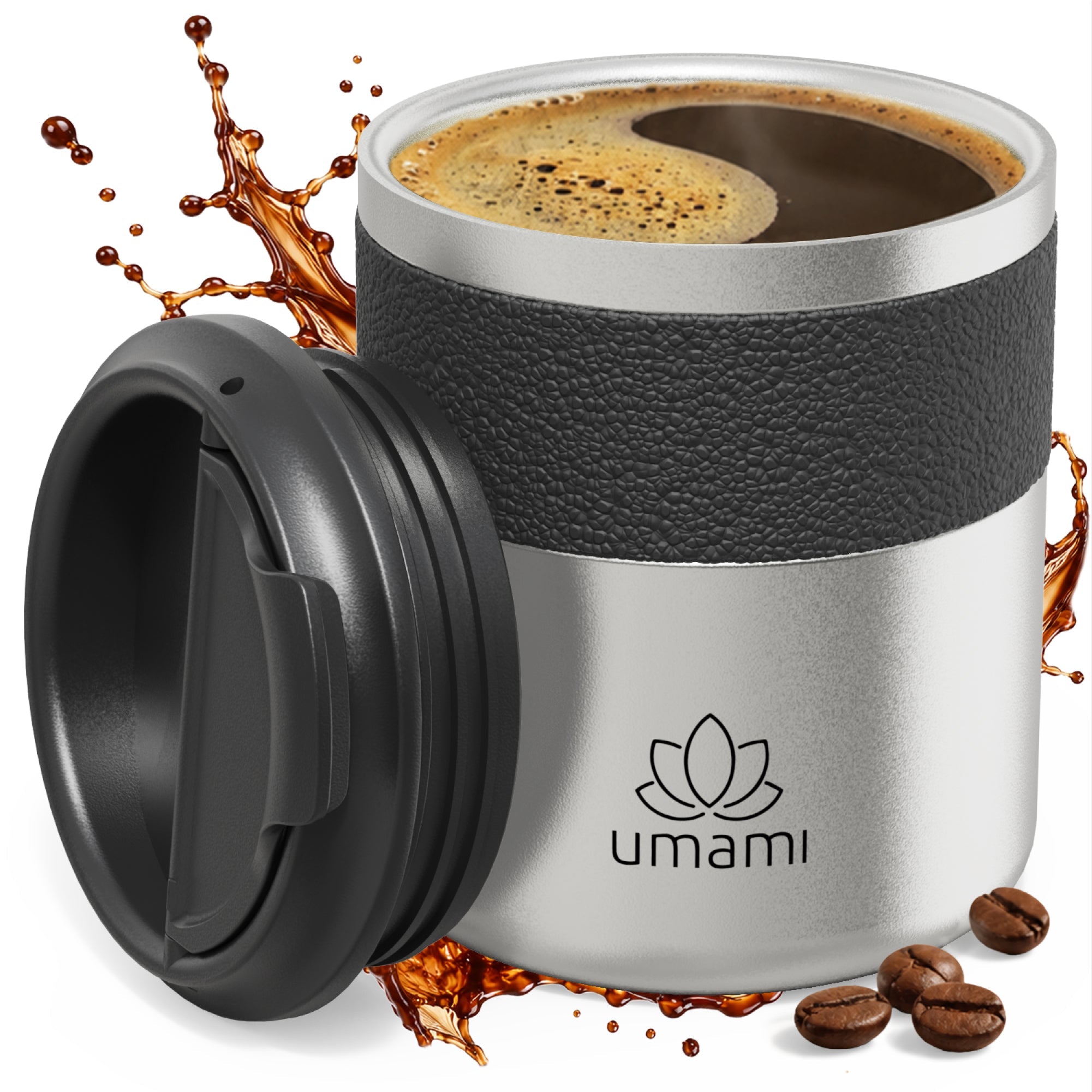 Thermobecher Schwarz & Metall 280 ml von Umami