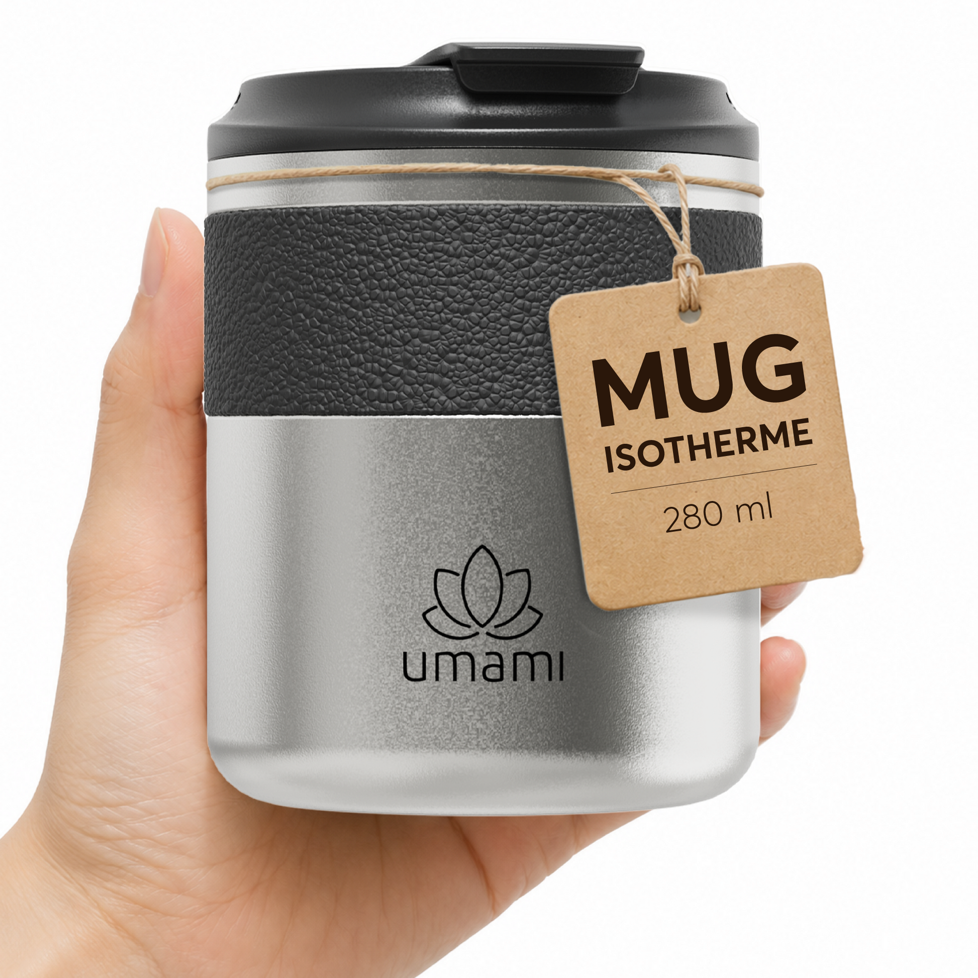 Thermobecher Schwarz & Metall 280 ml von Umami