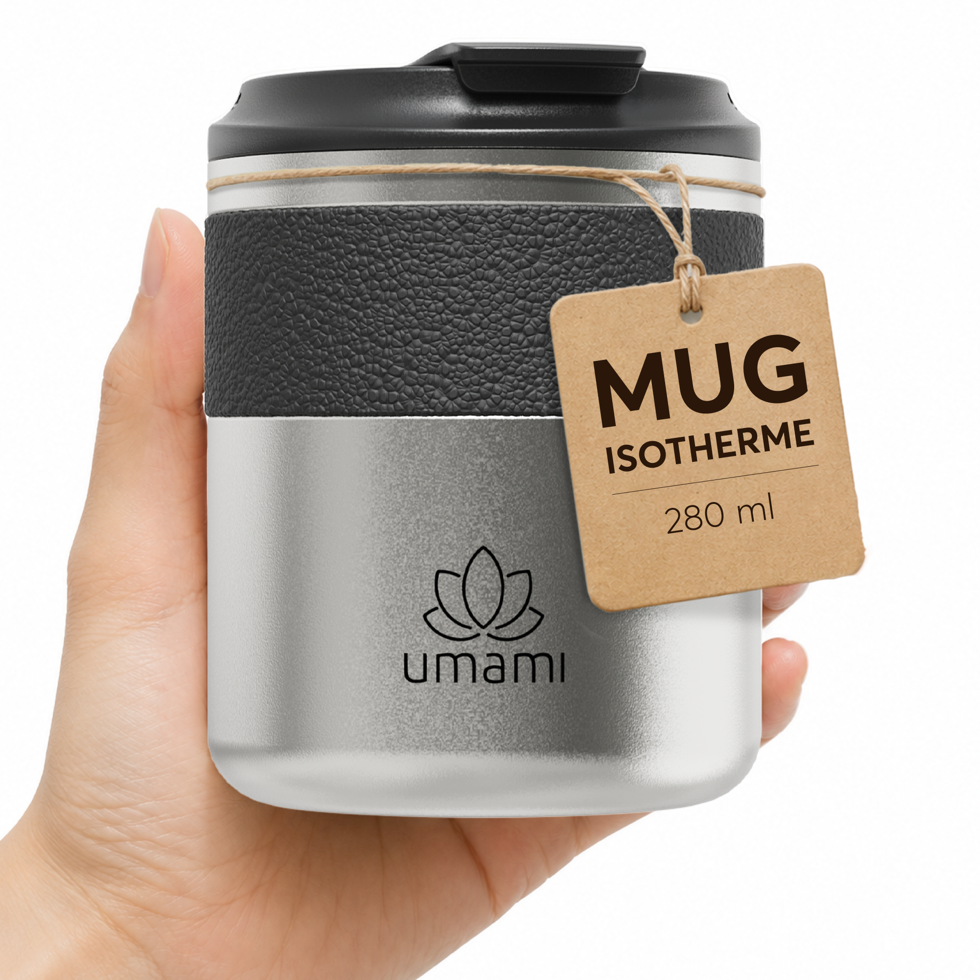 Thermobecher Schwarz & Metall 280 ml von Umami