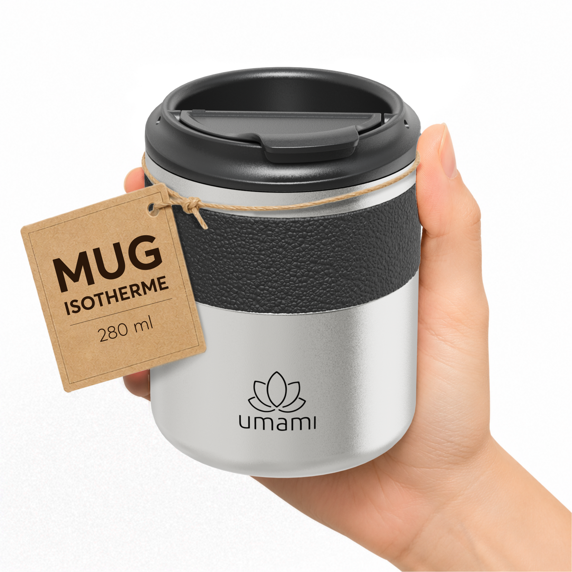 Thermobecher Schwarz & Metall 280 ml von Umami