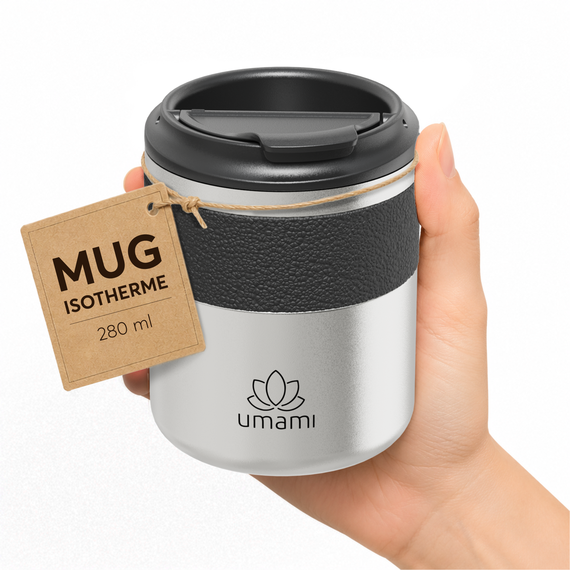 Thermobecher Schwarz & Metall 280 ml von Umami