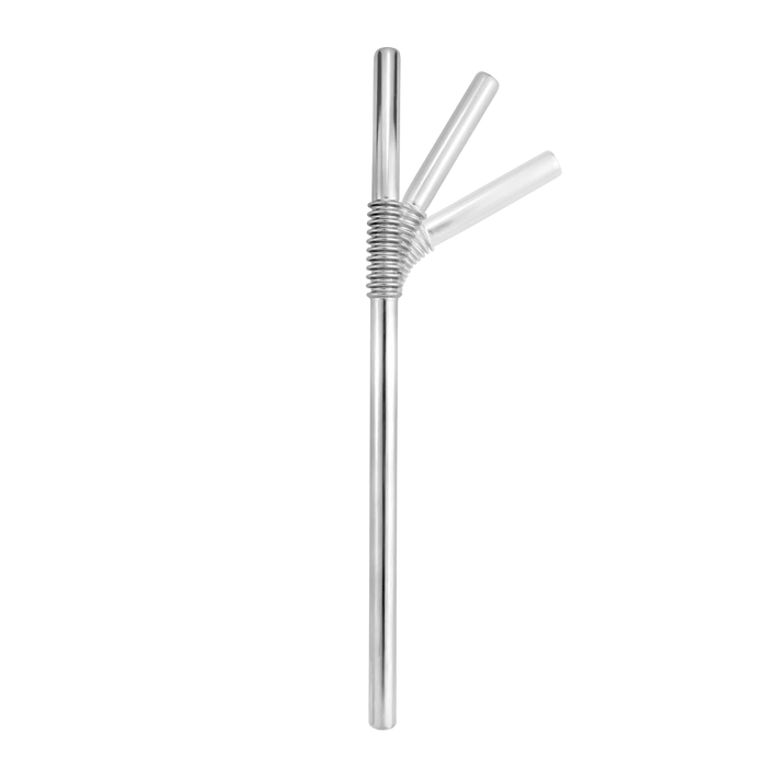 Edelstahl Trinkhalme Biegbar Silber 12er Set 22cm von Turtleneck Straw