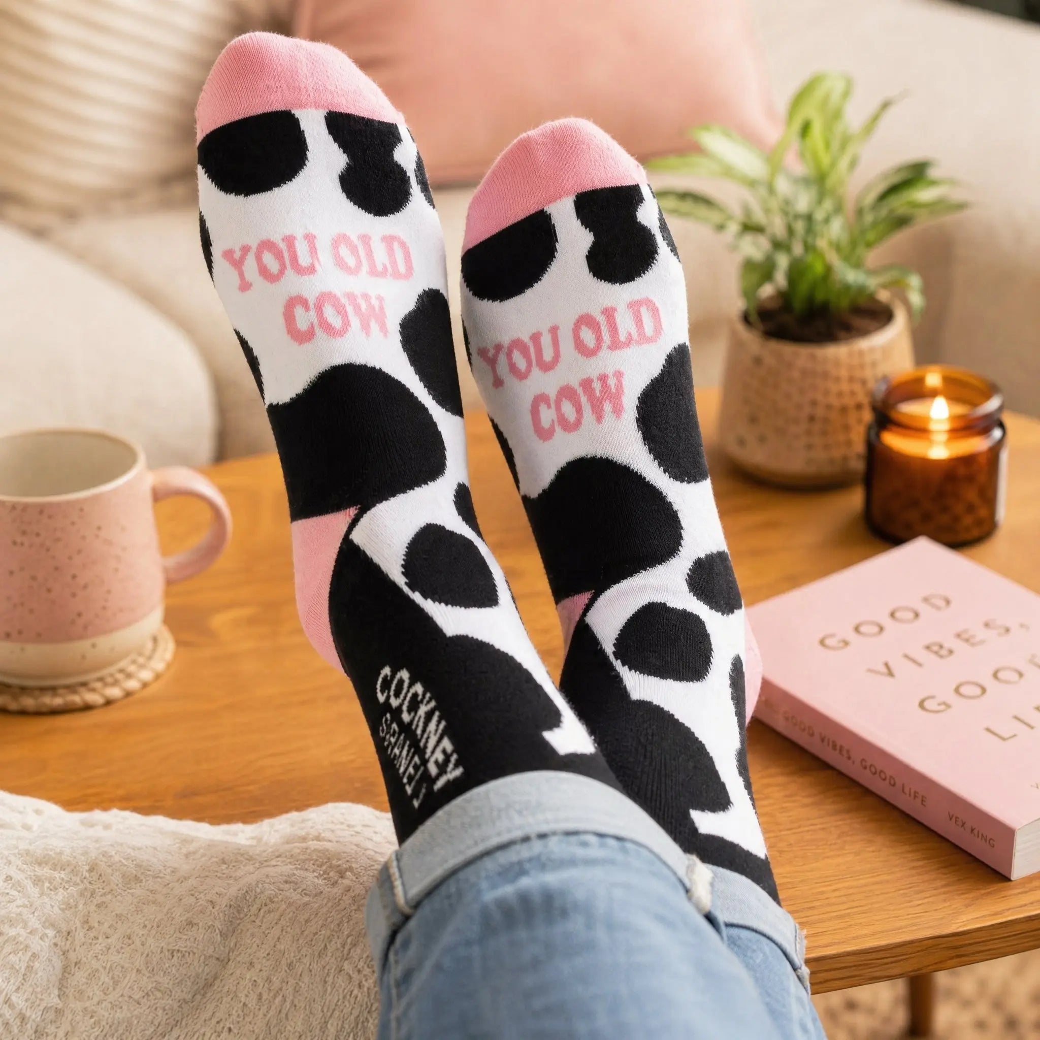 Passendes Paar Socken, YOU OLD COW, Kuh, Cockney Spaniel, Gr. 37-42 von guteszeug.ch